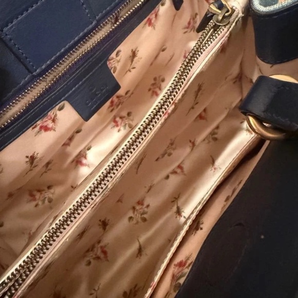 Gucci Denim Chevron Tote with Gold Accent - Picture 3 of 4